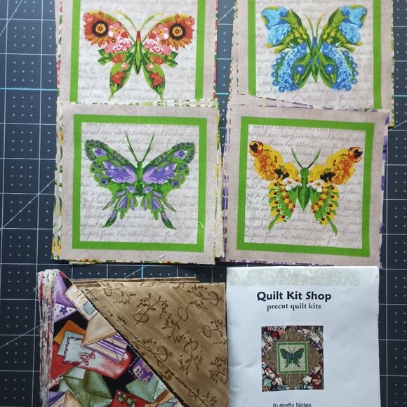 "Butterfly Notes" Pre Cut Quilt Kit Makes 12 - 8" Square Blocks - Picture 1 of 3